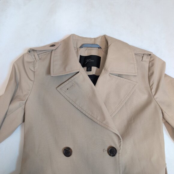 J.Crew Tan Double-Breasted Trench Coat 2P Petite - Picture 4 of 13